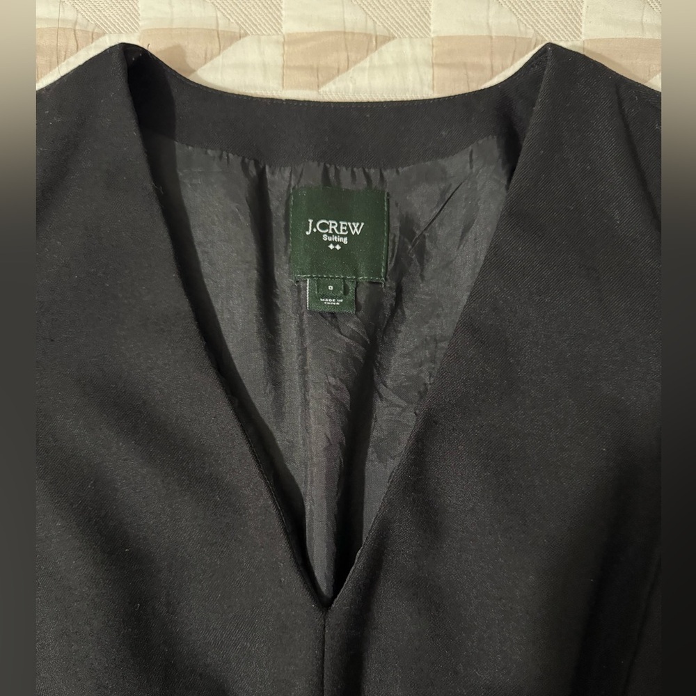 J. CREW Factory Suiting Wool Blend Black Sheath Career Dress Size 0 V Neck - Picture 11 of 11